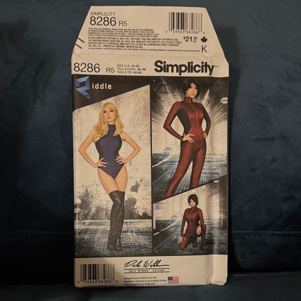 Simplicity Riddle Bodysuit Cosplay/Costume Pattern UNCUT